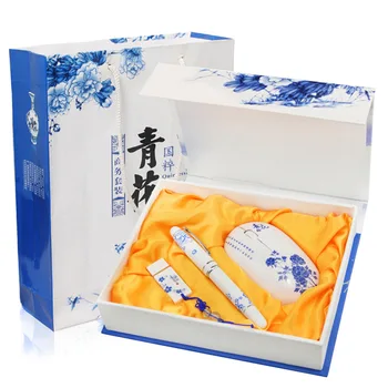 Kreatívne Čínsky štýl, modré a biele porcelánové darček USB pero myši nastaviť modrá a biela darčeka reklamný darček prispôsobenie