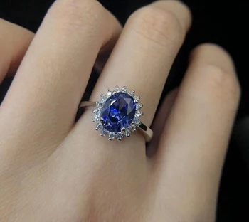 YANHUI Luxusné Modrým Zirkónom Drahokam Krúžok Lab Sapphire Krúžok Striebro 925 Šperky Akvamarín Prstene Pre Ženy Zásnubné Prstene Darček 3