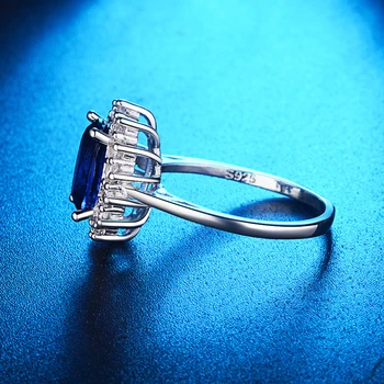 YANHUI Luxusné Modrým Zirkónom Drahokam Krúžok Lab Sapphire Krúžok Striebro 925 Šperky Akvamarín Prstene Pre Ženy Zásnubné Prstene Darček 5