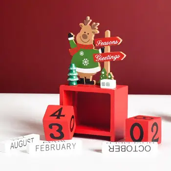 2021 Nový Rok Countdown Kalendár Elk Snehuliak DIY Drevené Ozdoby Navidad Vianočné Dekorácie Vianoce Deti Darček Natal Noel 0