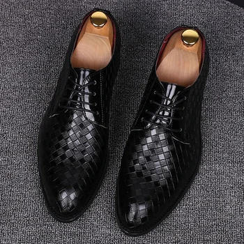 Hot9 Formálne Kožené Topánky Mužov Šaty Business Topánky Muž Geometrické Červená Oxfords Strany Svadobné Bežné Mužov Bytov Chaussure Homme