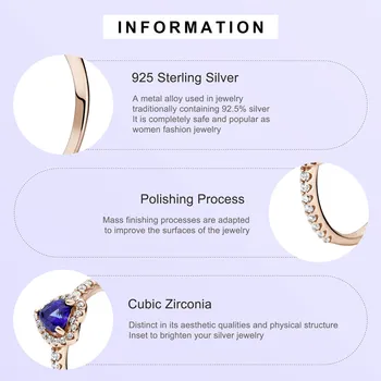 Prstene pre Ženy Pár Hodí Pandora Pokovovanie Silver Krúžky 2021 Trend Rose Zlata v tvare Srdca Modrý Zirkón Šperky Ženatý Krúžok