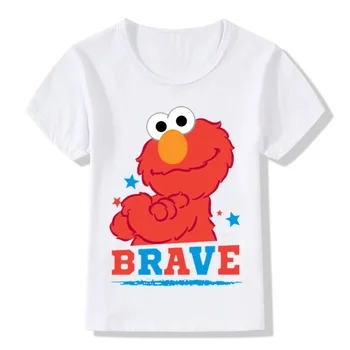 2021 Nové 2-14 Rokov Deti Sesame Street Elmo Tlač Funny T shirt Dieťa Dievčatá Cartoon Letné Topy Deti Veľký Ležérne Oblečenie