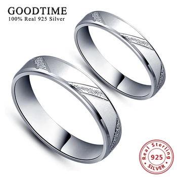 Moderné Snubné Prstene Čistý 925 Sterling Silver Šperky Príslušenstvo Milovníkov Mikro-Peeling, Striebro Pár Prstene pre Ženy / Muži 3