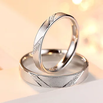 Moderné Snubné Prstene Čistý 925 Sterling Silver Šperky Príslušenstvo Milovníkov Mikro-Peeling, Striebro Pár Prstene pre Ženy / Muži 4