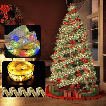 DIY1/5/10/20m Dvojité Vianočné Páse s nástrojmi Bowknot s USB LED Vianočný Strom Dekorácie Svetla String Nový Rok Domáce Dekorácie