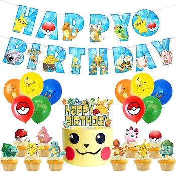 Pokemon Narodeniny Tému Pikachu Málo Fire Dragon Jenny Korytnačka Cartoon Fóliové Balóniky Detí, Narodeniny, Party Dekorácie