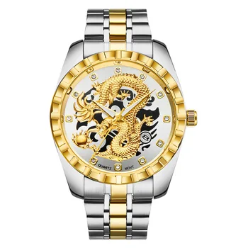 Nové pánske Hodinky, Luxusné Značky Dragon Pánske Quartz Hodinky Muž Hodiny Nehrdzavejúcej Ocele Pánske Šaty náramkové hodinky Relogio Masculino 3