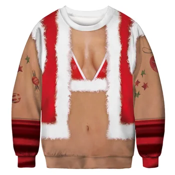 Unisex 2021 Škaredé Vianoce Sweatershirt Pre Dovolenku Santa Elf Vianočné Zábavné Falošné Vlasy Hoodies Jeseň Zima Blúzky Oblečenie