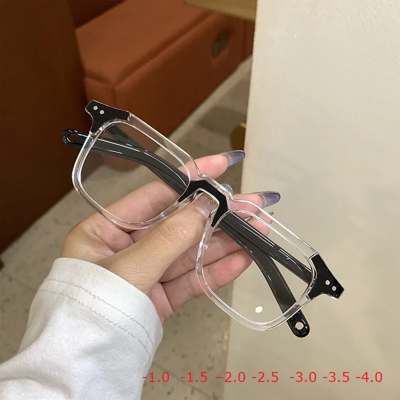 -1.0-1.5 -2-2.5-3-3.5 Hotové Krátkozrakosť Okuliare Ženy Muži Móda krátkozraké Black Jasné Okuliare s dioptrie mínus -4 2