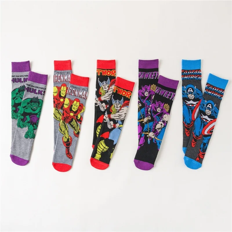 1 pár/Disney, Marvel Avengers komiksu, anime postava Iron Man, Hulk, Spiderman bežné vysoké ponožky xxx chlapci a dievčatá Športové ponožka 2