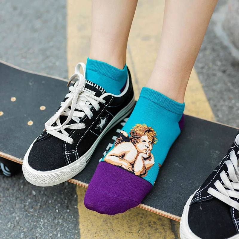 1 Pár Svete Slávny Obraz Vytlačený Ženy Ponožky Mužov Klasické Retro Osobnosti Umelecké Zábavné Členok Sox Chlapci Dievčatá Skateboard, Street 2