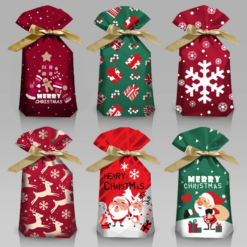 10Pcs Santa Vianočné Party Tašky Candy Balenie Plastové Ostrý Šnúrkou Taška Veselé Vianočné Dekorácie, Darčekové Tašky 2