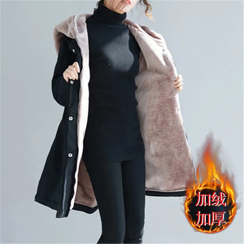 2022 Nové Módne Veľké Veľkosti Jeseň Zimné Kabáty Oblečenie pre Ženy Plus Velvet Bunda Voľné Kapucňou Dlho Parkas Zvrchníky N1160 2
