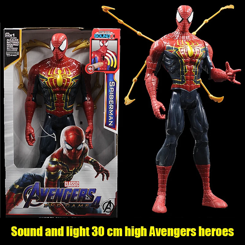 30 cm Marvel Spiderman Avengers Akcie Obrázok Jed Thanos Loki Groot Zvuk A Svetlo Hnuteľného Figúrka Disney Vianočný Darček Hračky 2