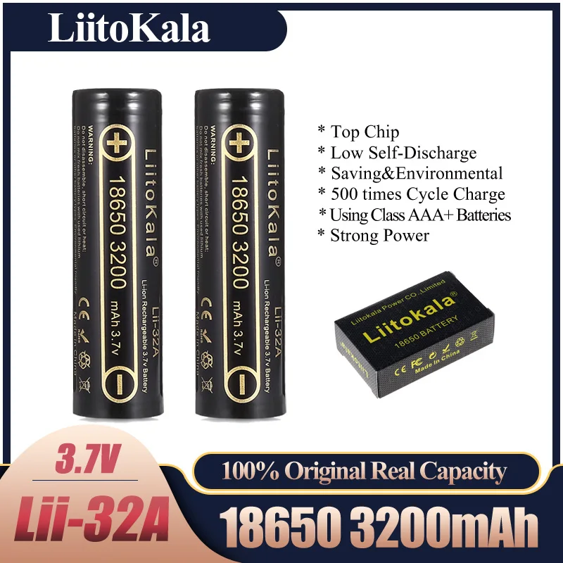 4pcs HK LiitoKala Lii-32A 3,7 V 18650 3200mAh pre MH1 10A Li-ion Nabíjateľná Batéria 18650 e-BIKE Batérie Elektrické vyvážené 2