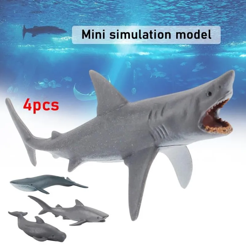 4pcs Sea Life Megalodon Walvishaai Model Akcie Obrázok Plastové Tichom Morských Líšia Educatief Zbierku Hračiek pre Deti Darček 2