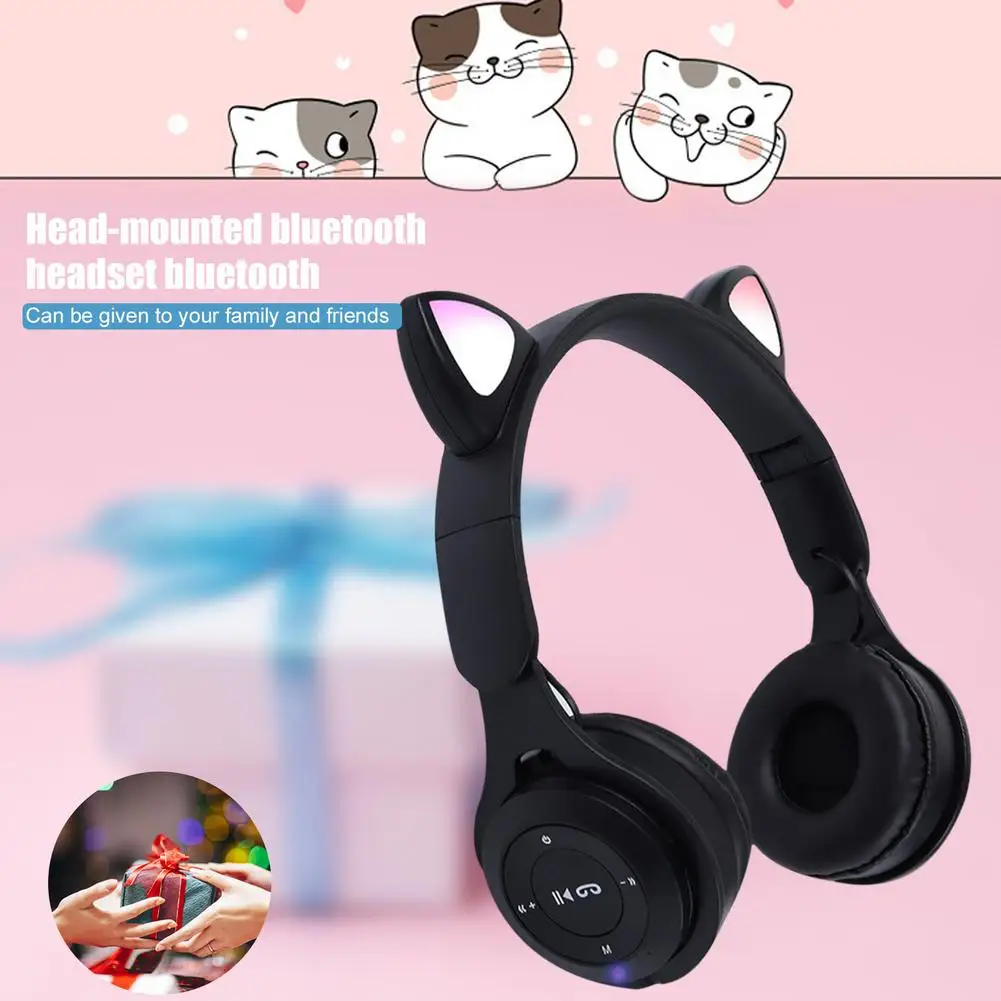 Bleskové Svetlo Roztomilé Mačacie Uši, Bezdrôtové Bluetooth Slúchadlá S Mikrofónom, Môžete Ovládať LED Chlapec Dievča Stereo Hudby Prilba Telefónu Headset Darček 2