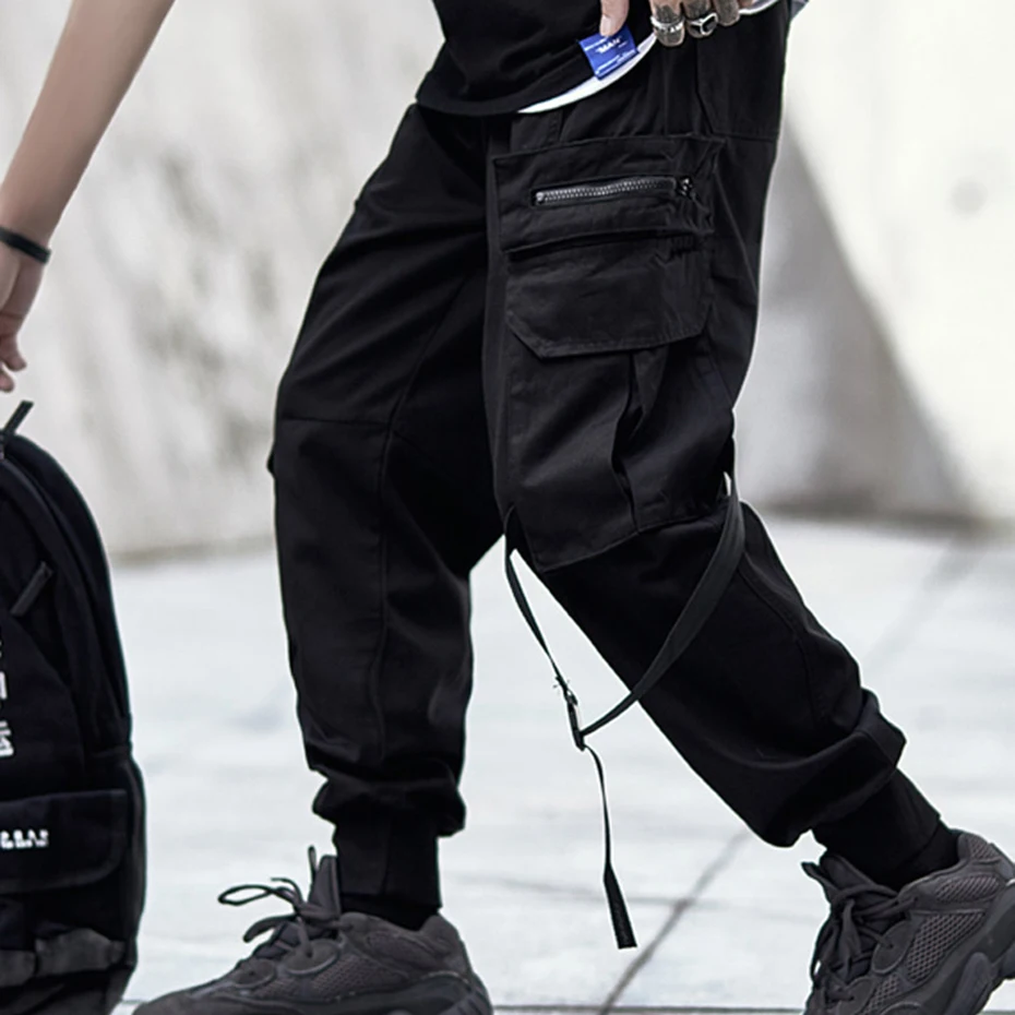 Boj Proti Nohavice Mens Joggers Multi Vrecku Cargo Nohavice Čierne Voľné Streetwear Hip Hop Harajuku Nohavice Muži Móda Ceruzka Trouseras 2