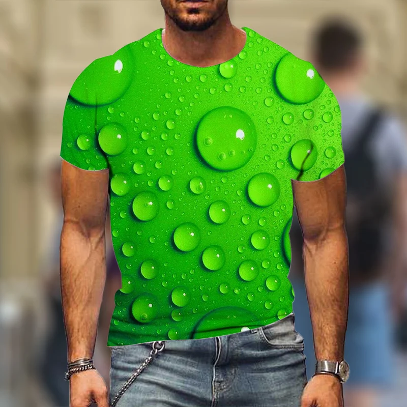 Dažďová kvapka T Shirt Mužov 3D Raindrop Grafické Tees Módne Krátky Rukáv Bežné Topy High Street Oblečenie najpredávanejších 2