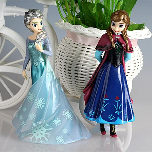 Disney Princezná cartoon model Mrazené tortu auto dekorácie dievča, darček bábika hračka Elsa figúrky miniatúry deti so suvenírmi 2