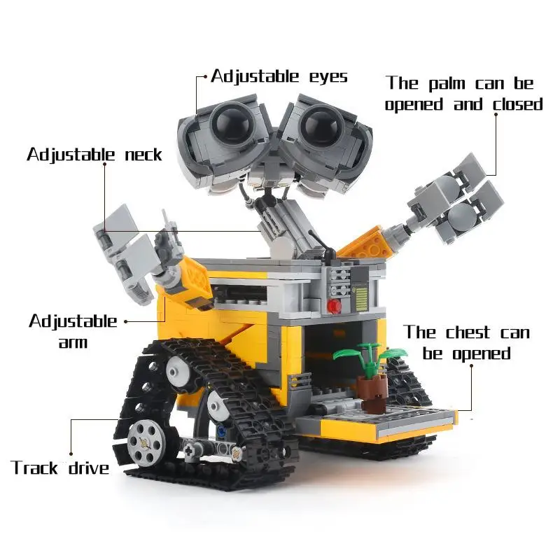 Disney RC Robot 687pcs Stenu E Obrázok Stavebné Bloky High-tech číselné Údaje sa Wall-e Model Diy Vzdelávacie Hračky Pre Deti Deti 2