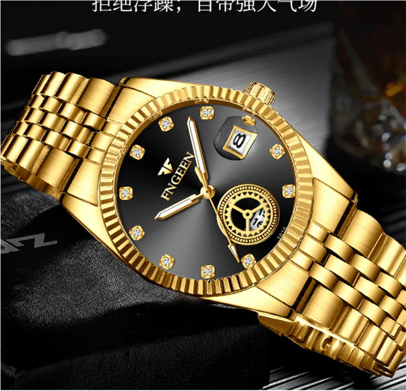 Masculino Relogio FNGEEN Sledovať Mužov Obchodné Muž Hodiny Pánske Quartz Gold Luxusné Hodinky Vodotesné Dátum Náramkové hodinky prúd reloj homb 2