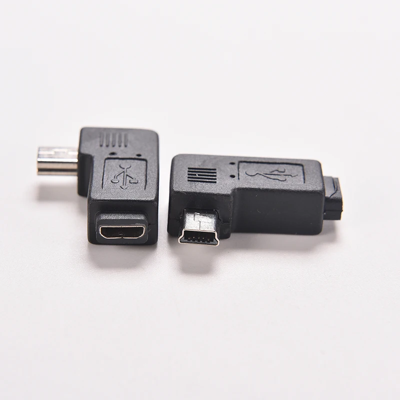Mini USB Type A Male Micro USB B Samica 90 Stupňov Ľavý Uhol Adaptér 2