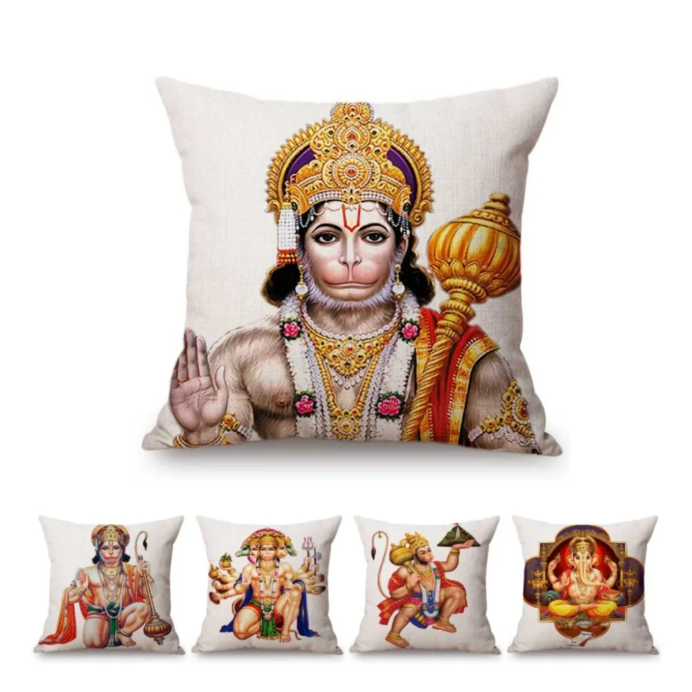 Pán Hanuman Garnesh Indického Budhizmu To Šťastie, Že Boh Domov Dekoratívne Gauč Hodiť Vankúš Budhizmus Umeleckou Výzdobou Vankúš 2
