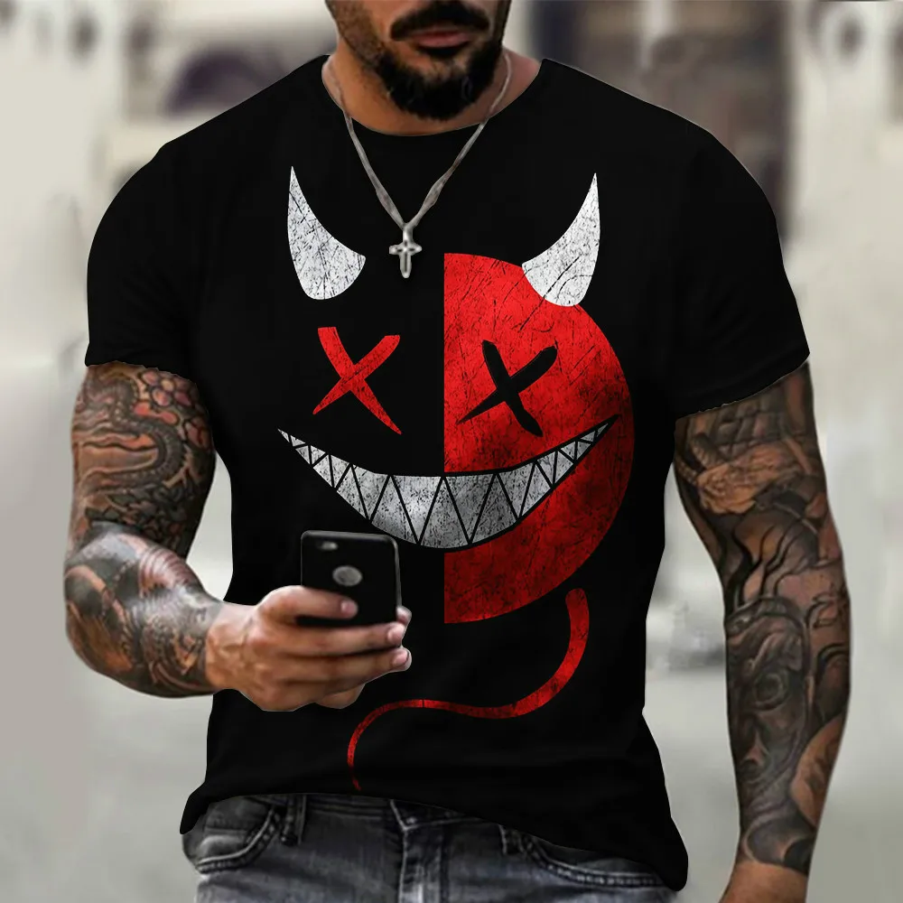 Pánske 3D vytlačené T-shirt legrační tvár smiley hip-hop vytlačené na krátke puzdre tričko nadrozmerné ulici športové priedušná nový štýl 2021 2