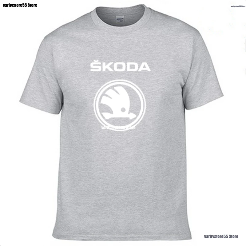 Pánske Krátke Rukáv Škoda Auto Logo T-shirt Lete bežné mužské jednofarebné Bavlnené tričká Módne Hip Hop Harajuku Mužov Oblečenie 2