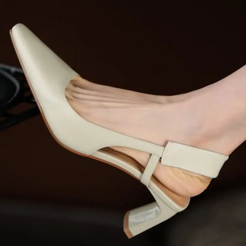 RIZABINA Nové Originálne Kožené Sandále Pre Ženy Topánky Sklzu Na Slingback Hrubé Podpätky Letné Módne Dámy Obuv Veľkosť 34-39 2