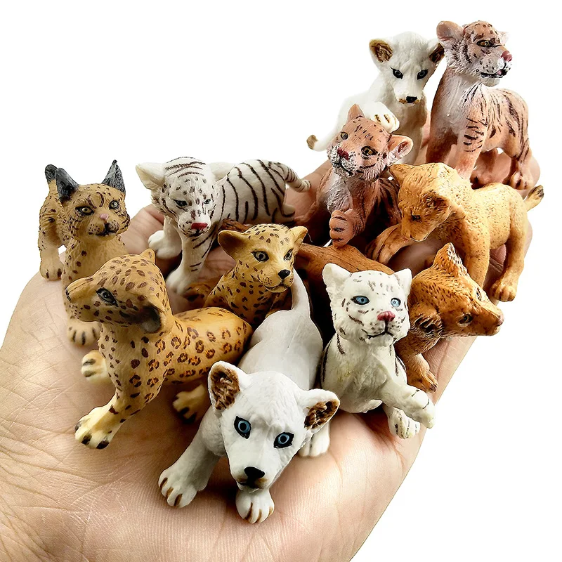 Simulácia dieťa Lev, Tiger, rys Ostrovid lesa voľne žijúcich zvierat model figúrka plastové hračky domáce dekorácie príslušenstvo Dekor Darček Pre Deti 2