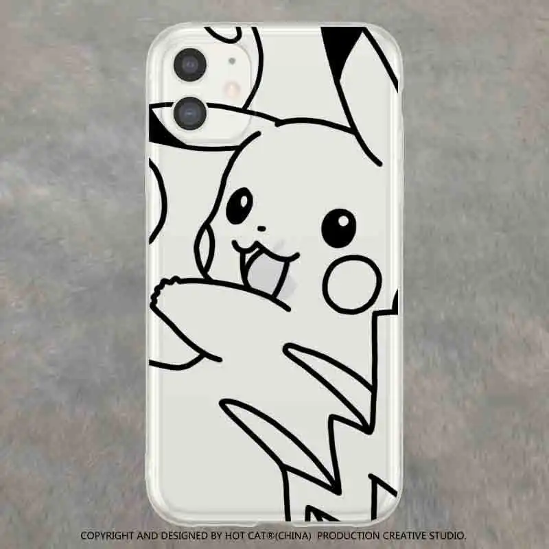 TAKARA TOMY Pokémon Pikachu Transparentné puzdro pre IPhone 13/13Pro/13Promax/13min/XSMAX/11/12Pro/12mini Telefón Pár puzdro 2