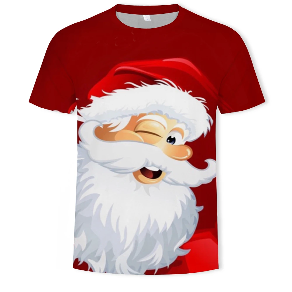 Veselé Vianoce 3D Tlač T-Shirt Santa Claus-Krátke Rukávy T-Shirt Polyester Priedušná Materiálu Príležitostné Voľné 2021 Letné Top 2