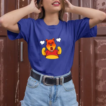 Disney T-shirt Kawaii Medvedík Pú Medveď Tlač Cartoon Ženské Oblečenie Bežné Harajuku Kawaii Ženy Letné Tričko Tee Topy