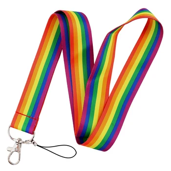 Rainbow Gay heterosexuality Bisexuálne Pride Lano s karabínou Na Kľúče Keychain ID Kreditnej karty Kryt Odovzdať Mobilný Telefón Kúzlo Príslušenstvo