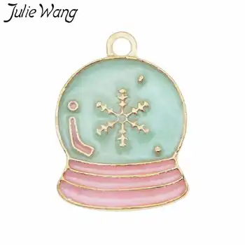 Julie Wang 10pcs Smalt Snowflake Music Box Charms Zlatý Tón Prívesok, Náramok, Náhrdelník Vianočné Šperky, Takže Príslušenstvo