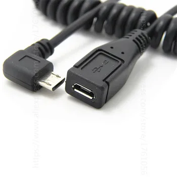 Micro USB Kábel Mužov a Žien Jar Predlžovací kábel 90 Stupňov Pravý Uhol Plnenie Údajov