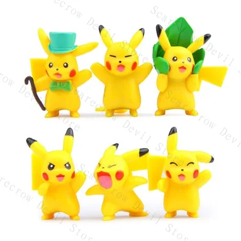 6PCS/Set Pikachu Modely Pokemon Deti Hračky pre Deti, Anime Postavy Chlapci Dievčatá DIY All-zápas Ozdoby Módne Kolekcie Bábika