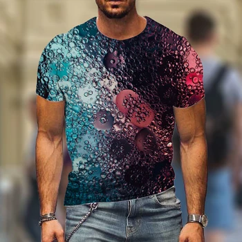 Dažďová kvapka T Shirt Mužov 3D Raindrop Grafické Tees Módne Krátky Rukáv Bežné Topy High Street Oblečenie najpredávanejších 0