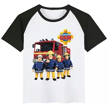 Deti Hasič Sam Hasič Cartoon Funny T-shirt Deti Letné Topy Deti Krátke Rukáv Tričko Detské Oblečenie