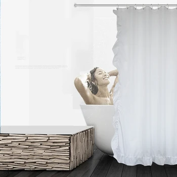 UFRIDAY Biele Čipky Vaňa Sprchový Záves Záves pre Kúpeľňa Nepremokavé Moldproof Polyester Kúpele Opony Elegantné Domáce Dekorácie