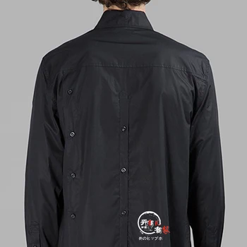 Originálne módne čierne tričko s multi-tlačidlo tlačidlo rozložiť tvorivé long-sleeve tričko S-6XL! Veľké pánske košele