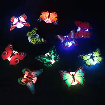 Farby Roztomilý Motýľ Stenu Svietiť Nálepky LED Nočné Svetlo Žiariace V Tmavej Miestnosti, písací Stôl Domáce Dekorácie-Nálepky