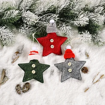 Pletené Klobúk Päť-špicaté Hviezdy Prívesok Tvorivé Nové Červené Strom Vianočné Cítil Prívesok Deti HOBBY Ručné Cítil, Vianočné Dekorácie 5