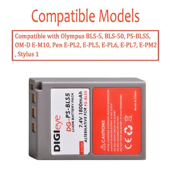 1800mAh Batéria + LED Duálny Nabíjačka pre BLS-5, BLS-50, PS-BLS5 Olympus OM-D E-M10,PEN E-PL2,E-PL5,E-PL6,E-PL7,E-PM2,Stylus 1 4