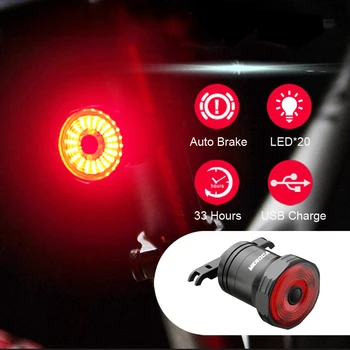 Smart Bicyklov Svetla Auto Brzdy Snímanie Zadné Svetlo IPX6 Nepremokavé USB Nabíjanie Cyklistické zadné svetlo na Bicykel LED Blesk, Príslušenstvo 0