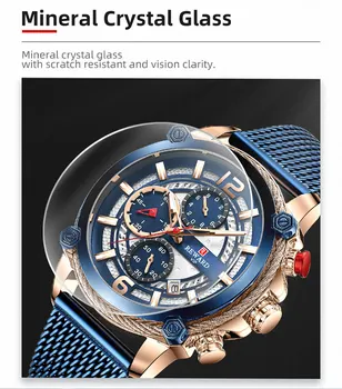 Odmena Mužov Quartz náramkové hodinky Luxusné multifunkčné Chronograf Nepremokavé Športové pánske Hodinky Plné Nerezové Náramkové Hodinky 4