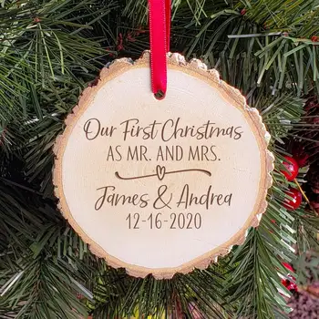 Prvé Vianočné Ozdoby, Pán a Pani Pár Ornament Osobné Drevené Darčekové Tag Vlastný Strom Dekorácie pre Novomanželov